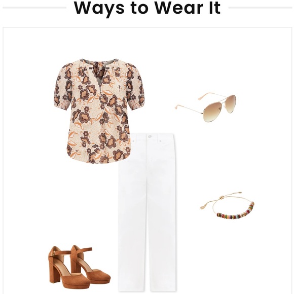 NWT Loft Puff Sleeve Henley Blouse - L - Picture 5 of 5